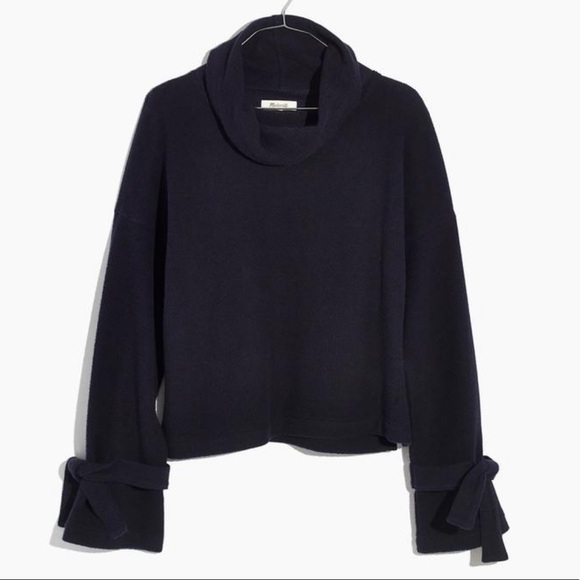 Madewell Mockneck Tie Cuff Top - Picture 1 of 8